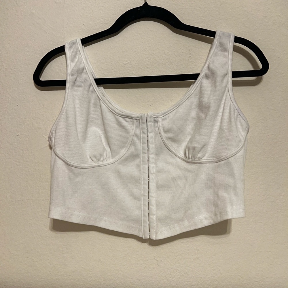 White Corset Style Crop Top